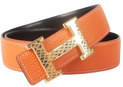 Hermes 2014 Classic Stripe Leather Reversible Belt Snake Stripe